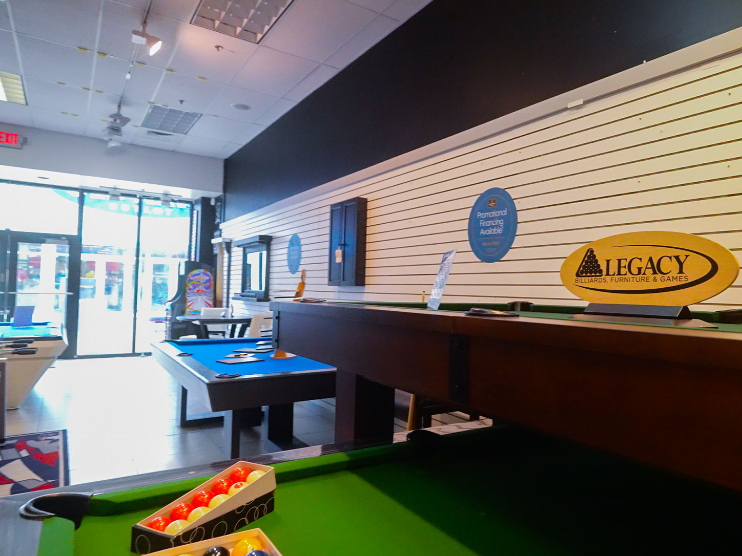 Pool tables and game room section